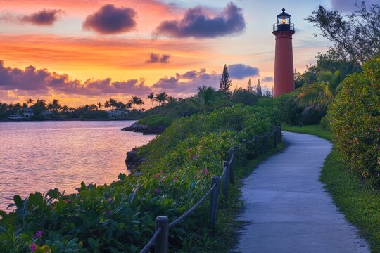 Jupiter Inlet Light: Majestic Lighthouse in Jupiter, Florida at Dawn