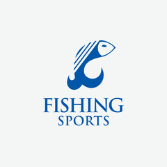 Fishing sports logo design vector template editable 