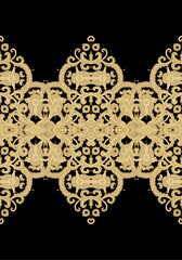 Golden  beige ornament, border vector pattern, ornamental laced design