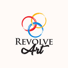Fototapeta premium Revolve art brush circle paint logo design vector template editable 