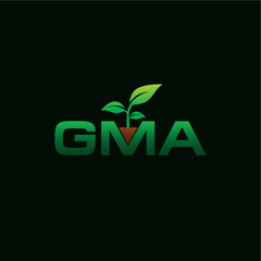Fototapeta premium GMA letters green nature leaf logo design vector template editable 