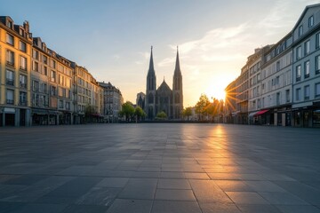 Naklejka premium Clermont Ferrand. Cathedral and City Architecture in the Heart of France