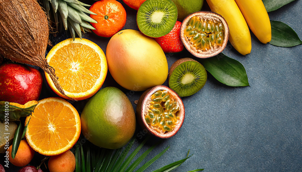 Wall mural tropical fruits on the surface