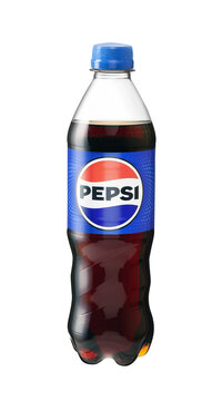 Pepsi transparent plastic bottle isolated on transparent background