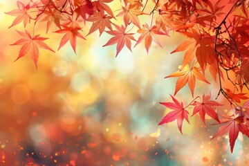 Colorful autumn maple leaves outdoor background. Copyspace 