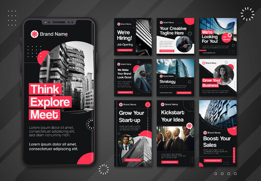 Black and Red Modern Business Social Media Template