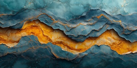 Fluid Pixelated Surface in Teal and Mustard, generative ai