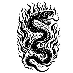serpent on fire tattoo design