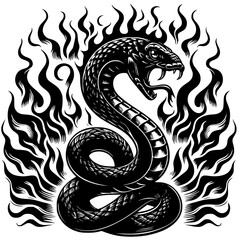 serpent on fire tattoo design