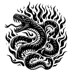 Snake in flame tattoo design