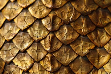 Fototapeta premium Close-up shot of a gold fish's skin texture