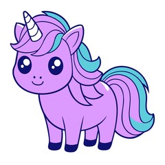 charming unicorn sticker with bright, whimsical design isolated on white background