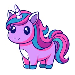 Naklejka premium lovable unicorn sticker with a cute and funny vibe isolated on white background