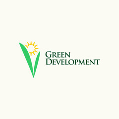 Green development nature logo design vector template editable 