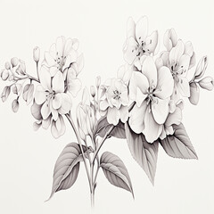 Obraz premium Vintage Floral Bouquet: Delicate Botanical Illustration with Pastel Hues and Intricate Details