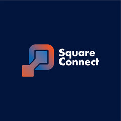 Square connect square innovation links connection communication logo design vector template editable 