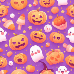 にこにこカボチャさんのハロウィンパターン