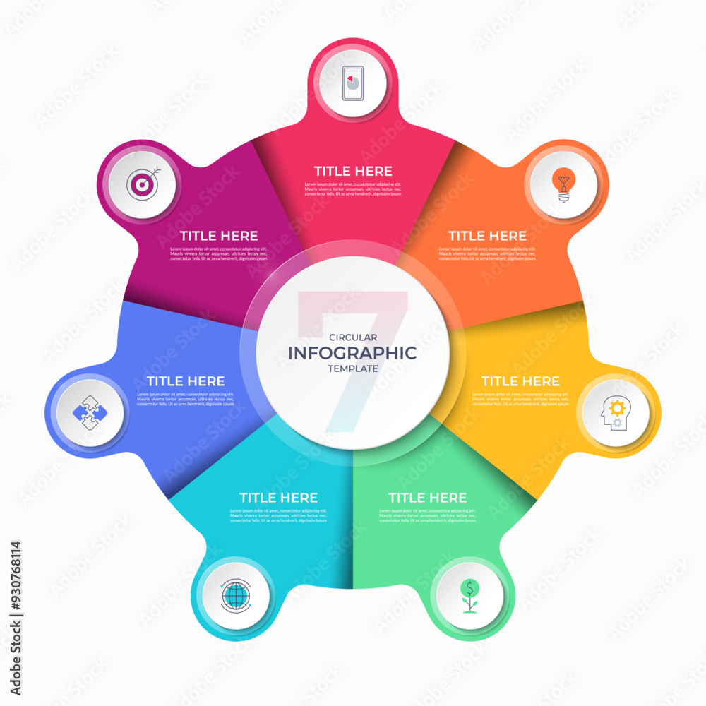 Canvas Prints infographic circle with 7 options, parts. 7-step vector template for business infographics. process 