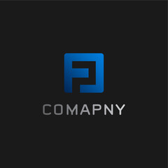 Letter F P square logo design vector template editable 