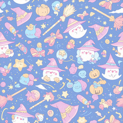 キュートな魔女っ子アイテムパターン