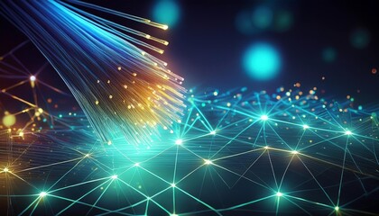 Fototapeta premium fiber optic cable show connectivity, high-speed internet background 