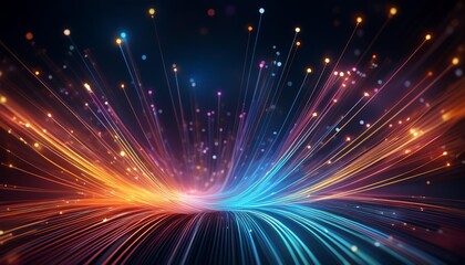 Obraz premium fiber optic cable show connectivity, high-speed internet background 