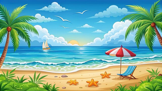 Lettering quote sea life, ocean, beach, summer vacation with cute cartoon starfish. Poster, print, postcard, sticker on a marine theme. I love sea