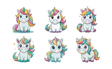 Obraz premium sticker set, playful unicorn sticker set for creative projects