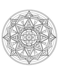 Fototapeta premium Hand Drawn Mandala Coloring Page. Mandala Coloring Page For Adults. Seamless vector pattern. Black and white linear drawing.