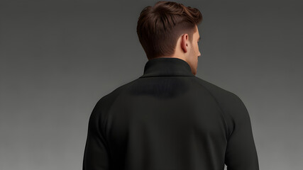 Obraz premium Blank black quarter zip sweater mockup, back side view