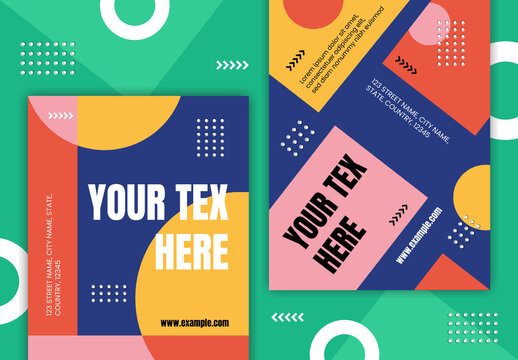 Green and Yellow Geometric Modern Layout Flyer Poster Template