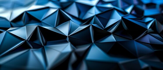 AI-generated image of a black blue modern geometric shape design, forming an abstract background