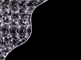 Abstract black and white background with a curved line separating a textured pattern from a solid black area.