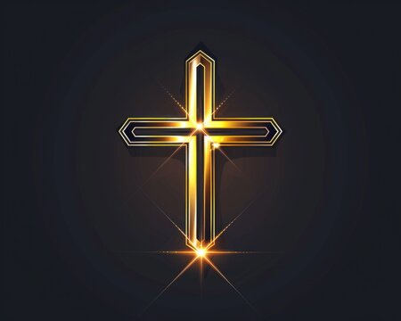 recommend clip art: Cross Simple. Abstract Gradient Gold Cross Logo on Dark Background
