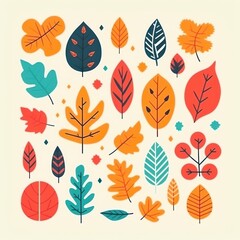 Various leaves in autumn colors