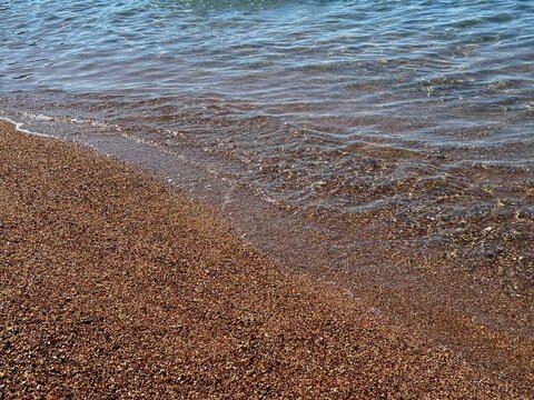 Sea and sandy beach by Mediterranean coast 