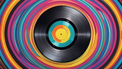 colorful background with vinyl record