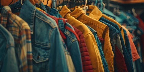 Obraz premium Pre Owned Apparel and Wardrobe Circular Fashion Fast Fashion Sustainable Eco Friendly Shopping Clothing Recycling Elevated View Environmentally Conscious Retail Zero Waste