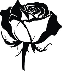 Artistic Rose Silhouette in Black and White