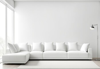 white sofa in a white living room interior