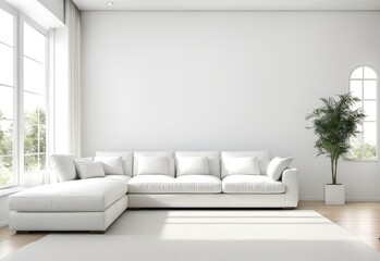 white sofa in a white living room interior