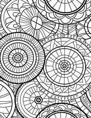 Fototapeta premium Hand Drawn Mandala Coloring Page. Mandala Coloring Page For Adults. Seamless vector pattern. Black and white linear drawing.