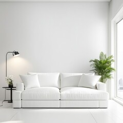 white sofa in a white living room interior