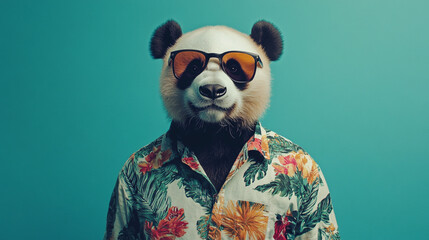 Gaint panda wearing shrit