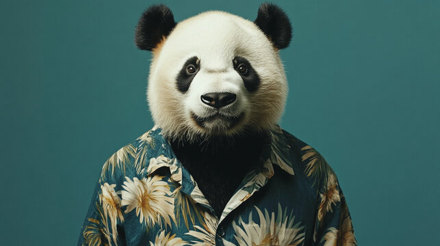 Gaint panda wearing shrit