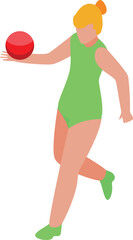 Young woman gymnast is performing with ball in her hands