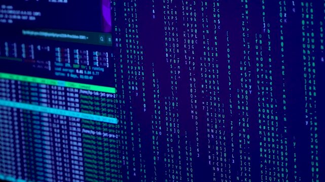 Computer hacking code on a screen