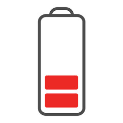 Low battery level icon isolated. Editable stroke, pixel perfect