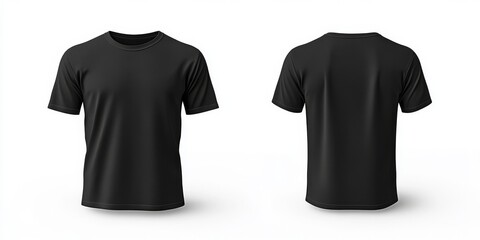 This is a versatile mockup template that showcases a blank black tshirt from both the front and back angles. It is perfect for printing your own unique designs or branding ideas effectively