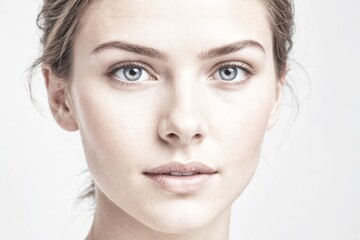 Beautiful woman face with clean skin - isolated on white